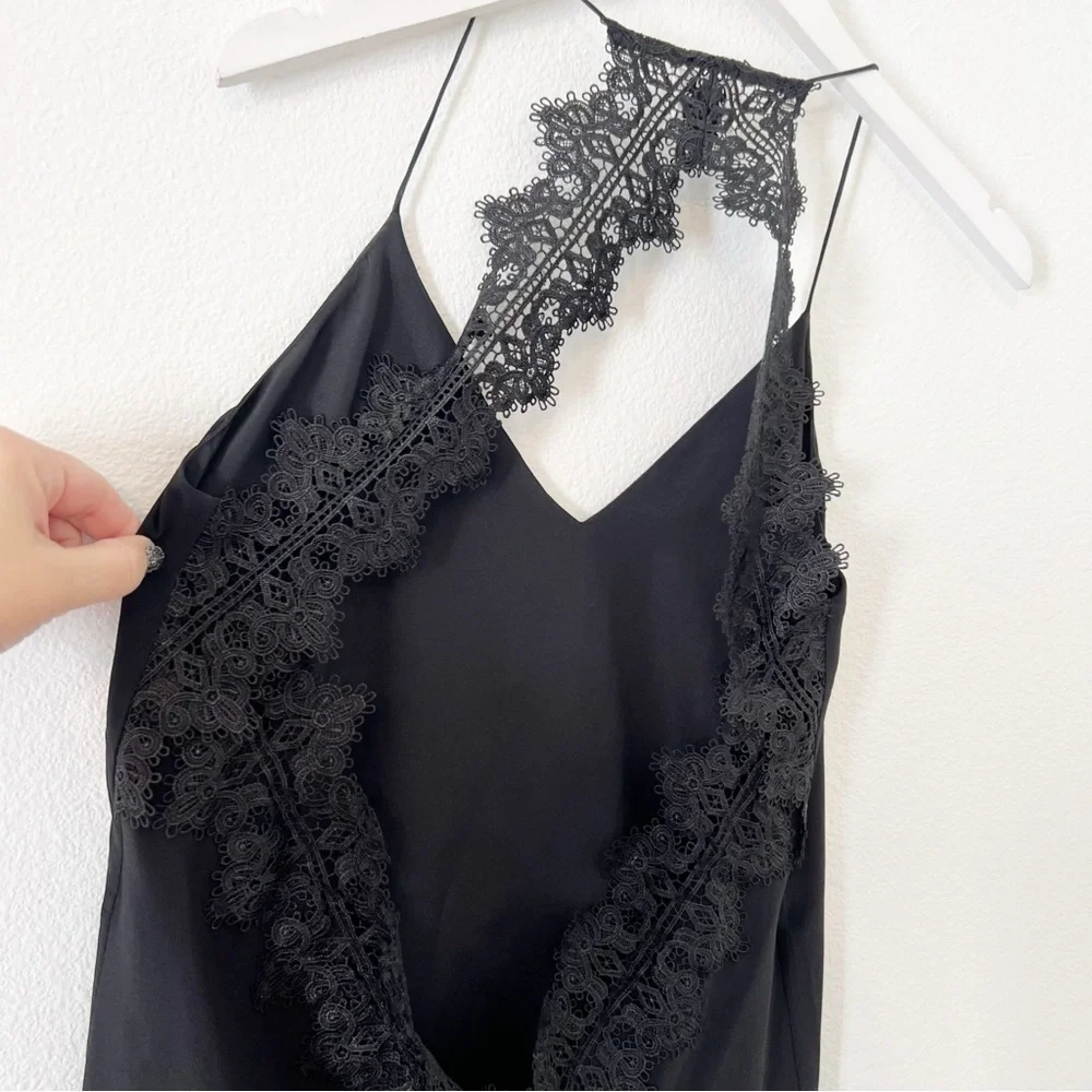 CAMI NYC The Soho Silk Dress Black Lace Open Back Revolve Cocktail Small S